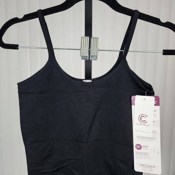 Curveez Incredibly Slimming Cami Tank Top in Black High Compression Size 2XL New - Picture 4 of 12